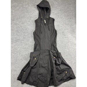 XCVI Dress Womens Small Black Hooded Sleeveless Utility Pockets Stretch Boho